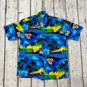 Vintage Hawaiian Aloha Republic Floral Honeymoon Shortsleeve Button Down Shirt